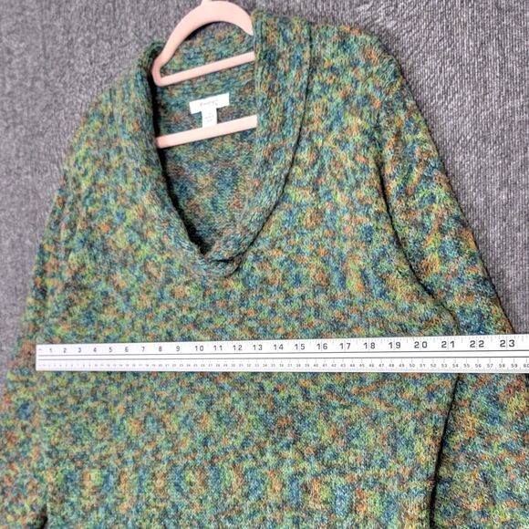 Dressbarn Sweater Womens 1X Green Multi-Color Long Sleeve Fuzzy Shawl Neck - Picture 5 of 11
